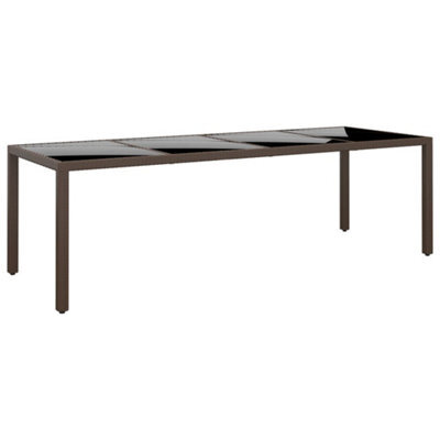 Berkfield Garden Table With Glass Top Brown Poly Rattan - image 1