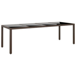 Berkfield Garden Table With Glass Top Brown Poly Rattan - thumbnail 1