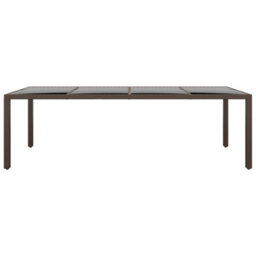 Berkfield Garden Table With Glass Top Brown Poly Rattan - thumbnail 2