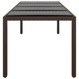 Berkfield Garden Table With Glass Top Brown Poly Rattan - thumbnail 3
