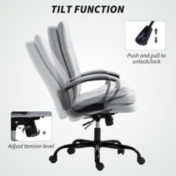 Homcom Fabric Office Chair, Computer Desk Chair For Home, Light Grey - thumbnail 6