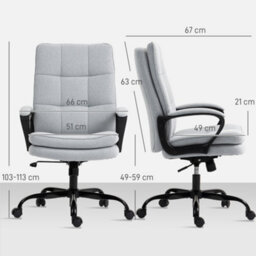 Homcom Fabric Office Chair, Computer Desk Chair For Home, Light Grey - thumbnail 3