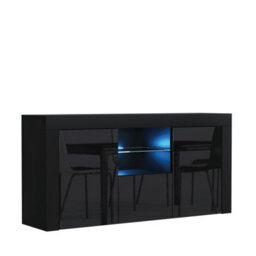 Creative Furniture Aurora Sideboard 145Cm - Black With Gloss Doors And Led Lights - thumbnail 8