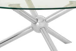 Orsina Elegant Round Silver Coffee Table, Distinctive Base Design Display Table, Clear Tempered Glass Top Table - thumbnail 3