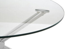Orsina Elegant Round Silver Coffee Table, Distinctive Base Design Display Table, Clear Tempered Glass Top Table - thumbnail 2