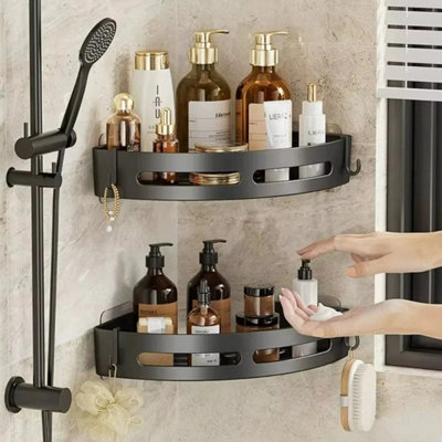 2Pcs Bathroom Corner Shelf Suction Cup Wall Mounted Storage Organizer Rack No Drill - image 1