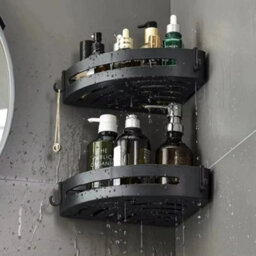 2Pcs Bathroom Corner Shelf Suction Cup Wall Mounted Storage Organizer Rack No Drill - thumbnail 4