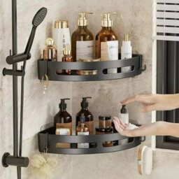2Pcs Bathroom Corner Shelf Suction Cup Wall Mounted Storage Organizer Rack No Drill - thumbnail 5