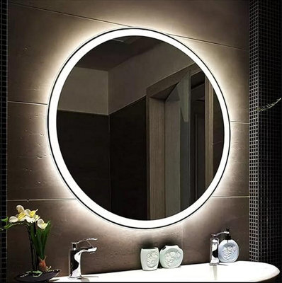 Biznest Round Bathroom Led Mirror Lights Illuminated Demister Pad Antifog Touch Design 2 (60X60Cm) - image 1