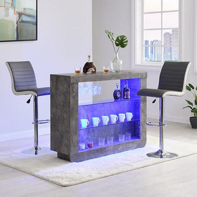 Furniture In Fashion Fiesta Concrete Effect Bar Table With 2 Ritz Grey White Stools - image 1
