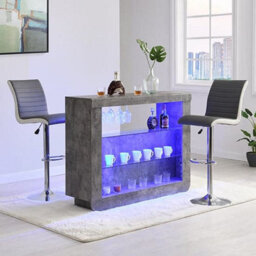 Furniture in Fashion Fiesta Concrete Effect Bar Table With 2 Ritz Grey White Stools