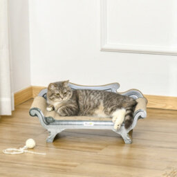 Pawhut Cat Scratcher Lounger Cardboard White Kraft 60X29X26.5Cm