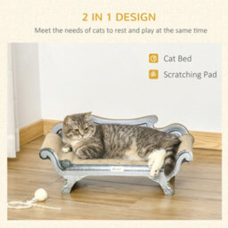 Pawhut Cat Scratcher Lounger Cardboard White Kraft 60X29X26.5Cm - thumbnail 4