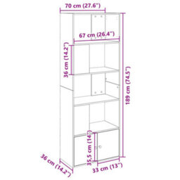 Berkfield Bookcase Smoked Oak 70X36X189 Cm Engineered Wood - thumbnail 9