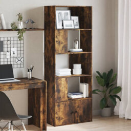 Berkfield Bookcase Smoked Oak 70X36X189 Cm Engineered Wood - thumbnail 1