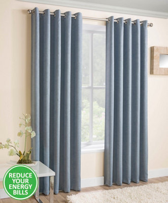 Enhanced Living Vogue Duckegg 66 X 54 Inch (168X137Cm) Eyelet Thermal Noise Reducing Dim Out Curtains (Pair) - image 1