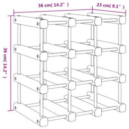 Walplus Wine Rack For 12 Bottles 36X23X36 Cm Solid Wood Pine - thumbnail 8