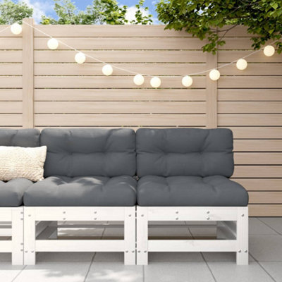 Walplus Outdoor Garden Middle Sofa For Patio Balcony Poolside Furnitures 2 Pcs White Solid Wood Pine - Cushion Not Included - image 1