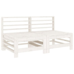 Walplus Outdoor Garden Middle Sofa For Patio Balcony Poolside Furnitures 2 Pcs White Solid Wood Pine - Cushion Not Included - thumbnail 2