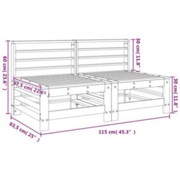 Walplus Outdoor Garden Middle Sofa For Patio Balcony Poolside Furnitures 2 Pcs White Solid Wood Pine - Cushion Not Included - thumbnail 7