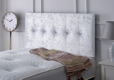 "Adore Designs Madrid Crushed Velvet 6Ft Super King 24"" Headboard - White"