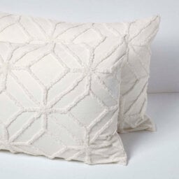 Homescapes White Diamond Cotton Tufted Duvet Cover Set, Super King - thumbnail 6