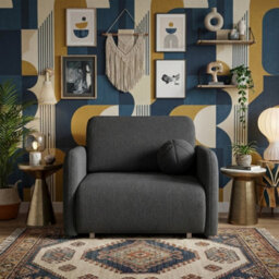 Viva Sun I Upholstered Chair Bed With Sleeping Function And Bedding Storage Chipboard Metal Legs 100X103X85Cm Black - thumbnail 2