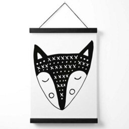Artze Wall Art Cute Black Fox Scandi Animal Art Print With Black Frame Size: A4 - thumbnail 1