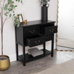 Melody Maison Large Black 4 Drawer Chest Of Drawers & Pair Of Bedside Tables - Briggs Range - thumbnail 7