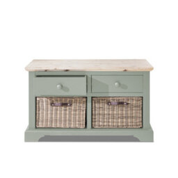 Statement Furniture Florence Storage Bench With 2 Drawers And 2 Baskets - Sage Green - thumbnail 3
