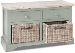 Statement Furniture Florence Storage Bench With 2 Drawers And 2 Baskets - Sage Green