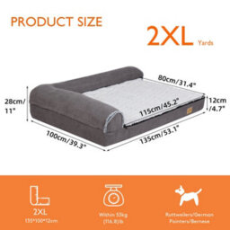 Bingopaw 2Xl 135Cm Deluxe Plush Orthopedic Dog Bed Bolstered Dog Sleeping Sofa Bed Waterproof - thumbnail 2