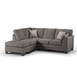 Furnishings For Less UK Hilliard Fullback L Shaped Fabric Corner Sofa Grey - Left Hand Facing - thumbnail 1