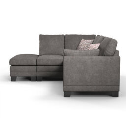 Furnishings For Less UK Hilliard Fullback L Shaped Fabric Corner Sofa Grey - Left Hand Facing - thumbnail 3