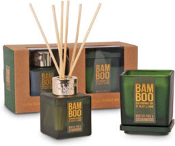 Heart & Home Gift Set - Bamboo Small Jar Candle & Mini Diffuser Winter Pine & Cedarwood
