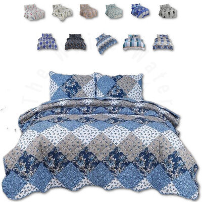 TheWhiteWater Limited Bedspread - Luxury Quilted - Reversible - Bed Throw Warm Quilt - Bedspread Patchwork Raani Design Set 150 Gsm - 3 Tog - image 1