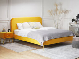 Beliani Bed Velvet Flayat 160 X 200 Cm (Eu King Size) Yellow - thumbnail 2