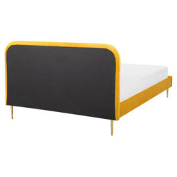 Beliani Bed Velvet Flayat 160 X 200 Cm (Eu King Size) Yellow - thumbnail 5