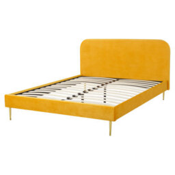 Beliani Bed Velvet Flayat 160 X 200 Cm (Eu King Size) Yellow - thumbnail 6