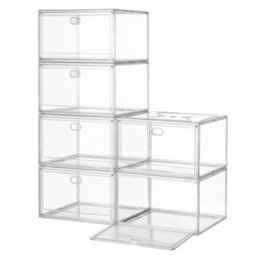 LEDREM Shoe Boxes, Pack Of 6 Stackable Shoe Organisers With Clear Door, Plastic Shoe Storage For Uk Size 11, 28 X 36 X 22 Cm, Transparent - thumbnail 4