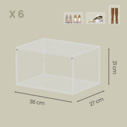 LEDREM Shoe Boxes, Pack Of 6 Stackable Shoe Organisers With Clear Door, Plastic Shoe Storage For Uk Size 11, 28 X 36 X 22 Cm, Transparent - thumbnail 7