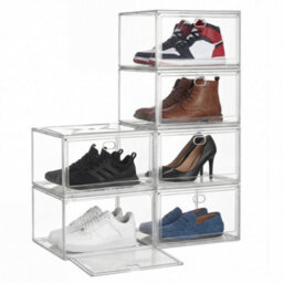LEDREM Shoe Boxes, Pack Of 6 Stackable Shoe Organisers With Clear Door, Plastic Shoe Storage For Uk Size 11, 28 X 36 X 22 Cm, Transparent - thumbnail 3