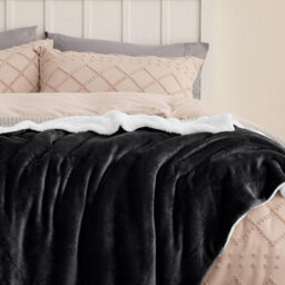 Ameha Thick Reversible Black Sherpa Fleece Blanket Double 150X200Cm Soft Warm Plush Throw For Bed Sofa Travel And Pets - thumbnail 8