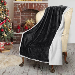 Ameha Thick Reversible Black Sherpa Fleece Blanket Double 150X200Cm Soft Warm Plush Throw For Bed Sofa Travel And Pets - thumbnail 4
