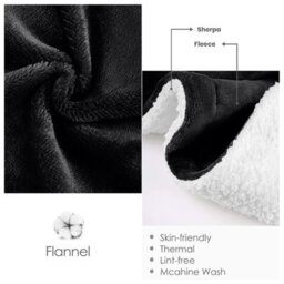 Ameha Thick Reversible Black Sherpa Fleece Blanket Double 150X200Cm Soft Warm Plush Throw For Bed Sofa Travel And Pets - thumbnail 5