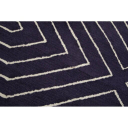 Orsina Round Blue And White Rug, Hand Tufted Wool Rug With Geometric Pattern, Contemporary Area Rug For Dining Room - thumbnail 8