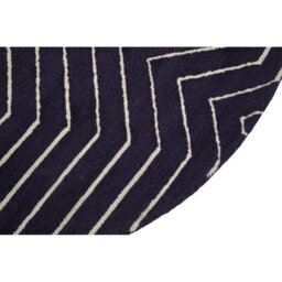 Orsina Round Blue And White Rug, Hand Tufted Wool Rug With Geometric Pattern, Contemporary Area Rug For Dining Room - thumbnail 7