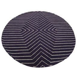 Orsina Round Blue And White Rug, Hand Tufted Wool Rug With Geometric Pattern, Contemporary Area Rug For Dining Room - thumbnail 2