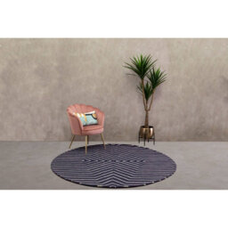 Orsina Round Blue And White Rug, Hand Tufted Wool Rug With Geometric Pattern, Contemporary Area Rug For Dining Room - thumbnail 6
