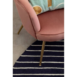 Orsina Round Blue And White Rug, Hand Tufted Wool Rug With Geometric Pattern, Contemporary Area Rug For Dining Room - thumbnail 5